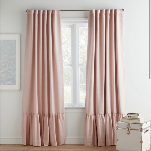 Pottery Barn Other - Pottery Barn-Belgian Linen Ruffle Black Out Curtain